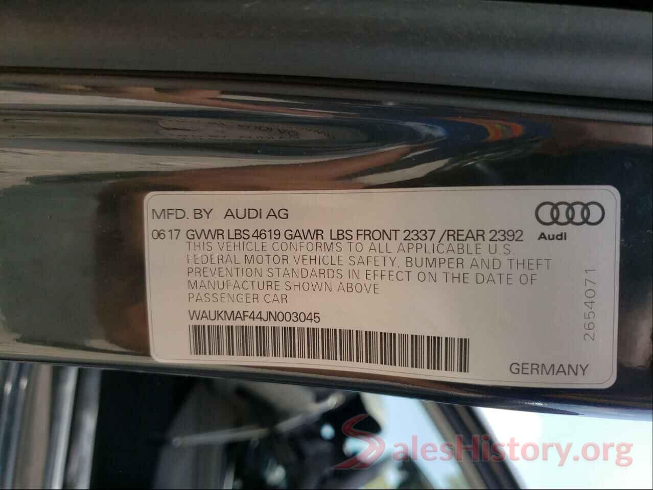 WAUKMAF44JN003045 2018 AUDI A4