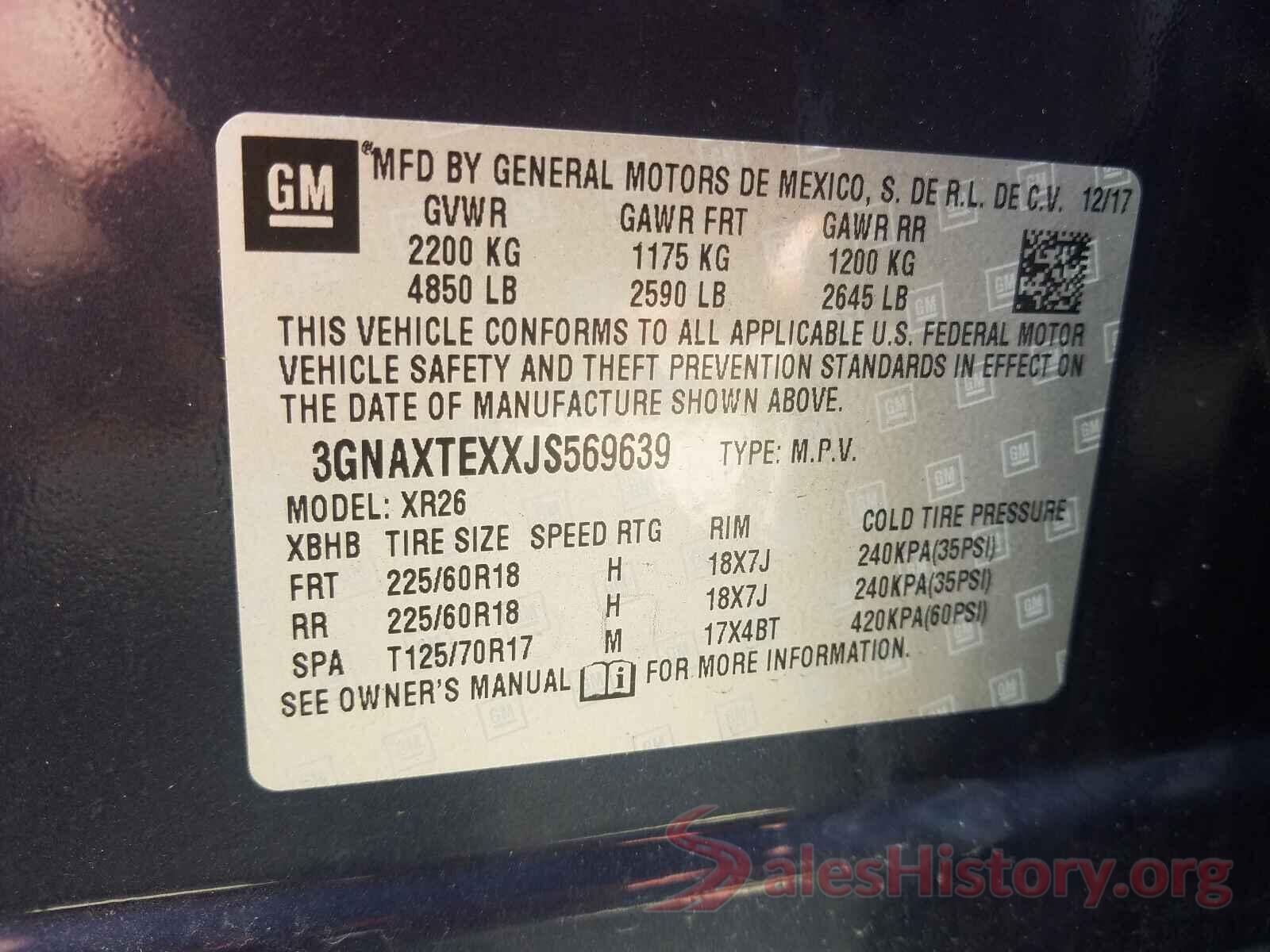 3GNAXTEXXJS569639 2018 CHEVROLET EQUINOX