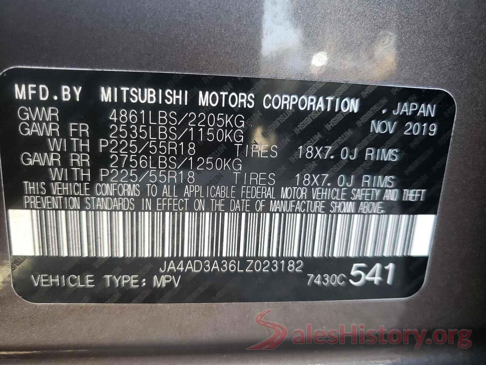 JA4AD3A36LZ023182 2020 MITSUBISHI OUTLANDER