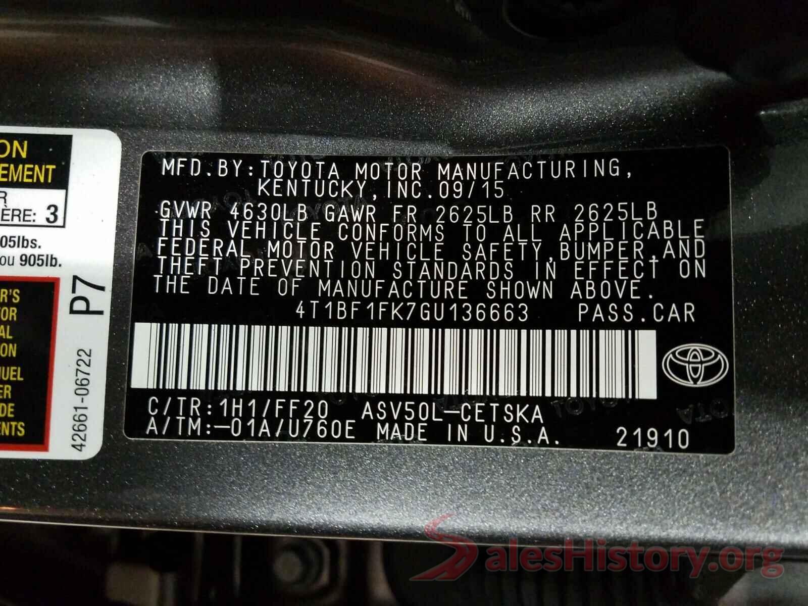 4T1BF1FK7GU136663 2016 TOYOTA CAMRY