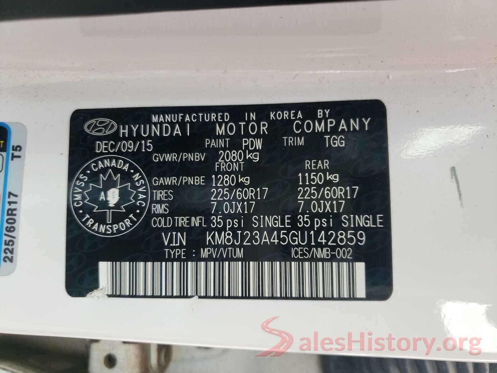 KM8J23A45GU142859 2016 HYUNDAI TUCSON