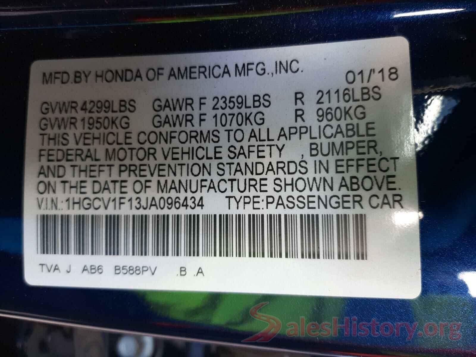 1HGCV1F13JA096434 2018 HONDA ACCORD