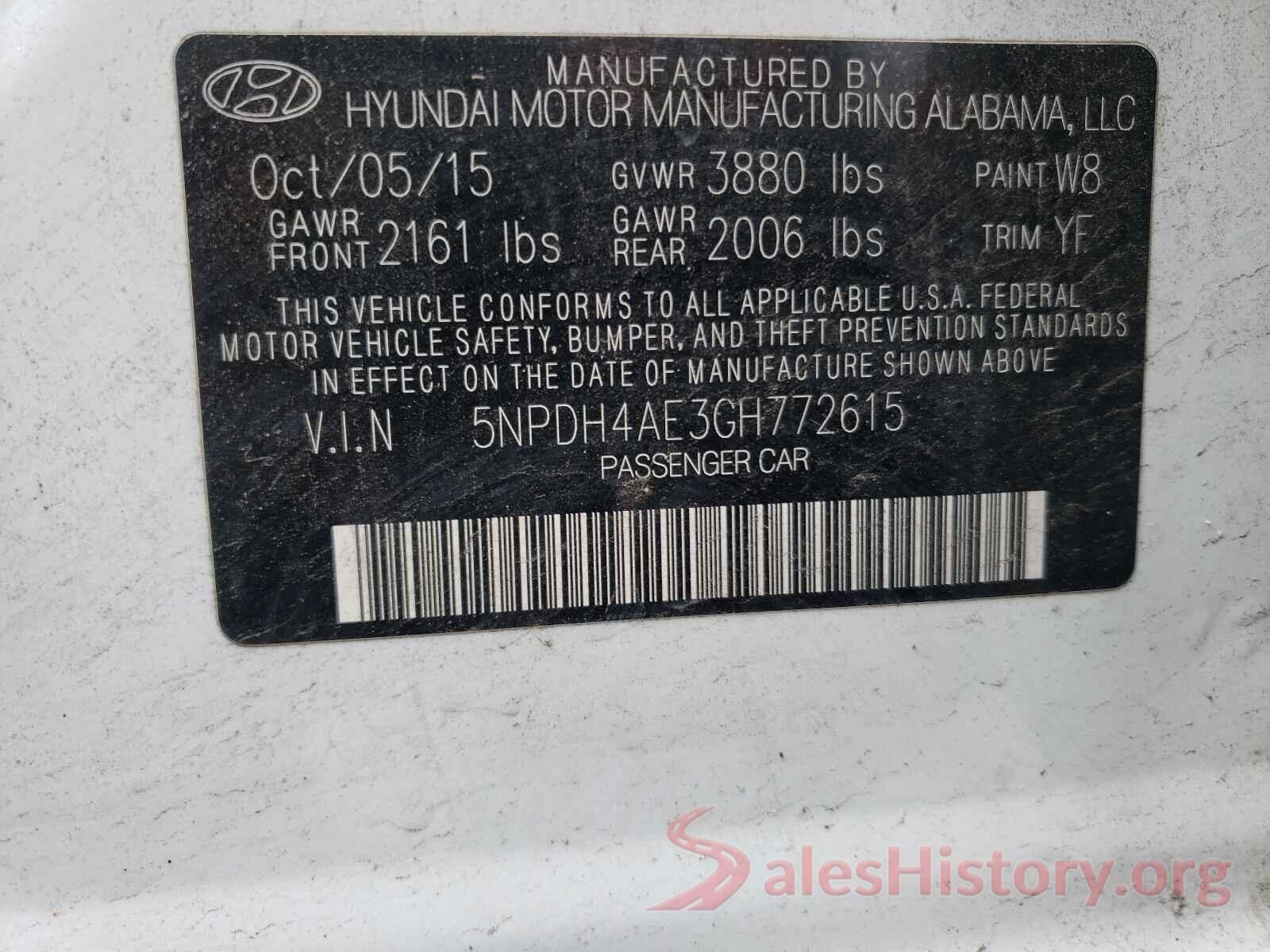 5NPDH4AE3GH772615 2016 HYUNDAI ELANTRA