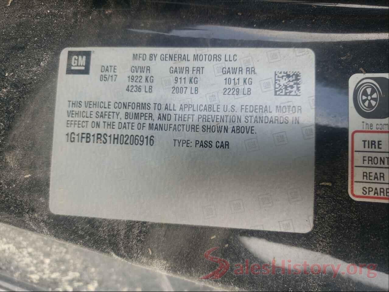 1G1FB1RS1H0206916 2017 CHEVROLET CAMARO