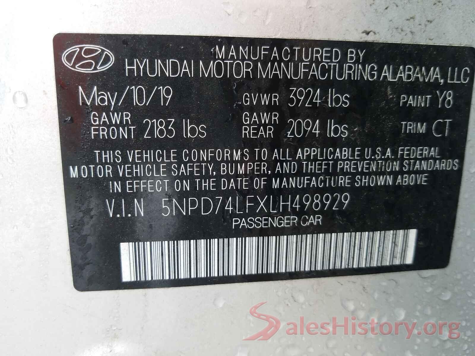 5NPD74LFXLH498929 2020 HYUNDAI ELANTRA