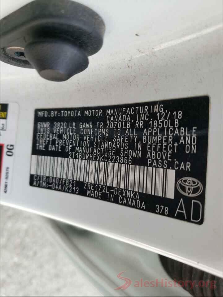 2T1BURHEXKC223866 2019 TOYOTA COROLLA