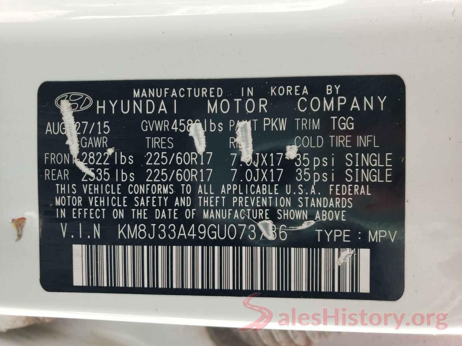 KM8J33A49GU073736 2016 HYUNDAI TUCSON