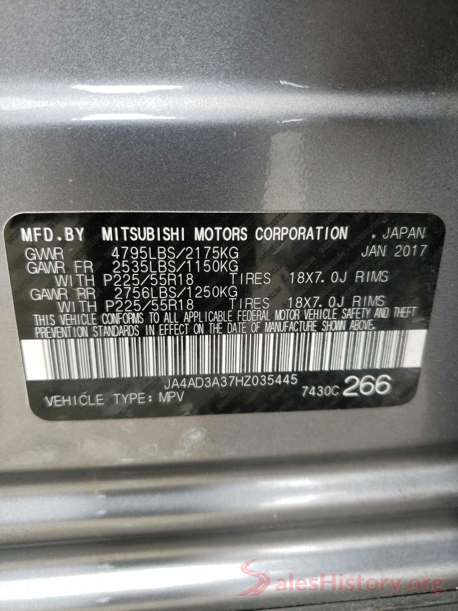 JA4AD3A37HZ035445 2017 MITSUBISHI OUTLANDER