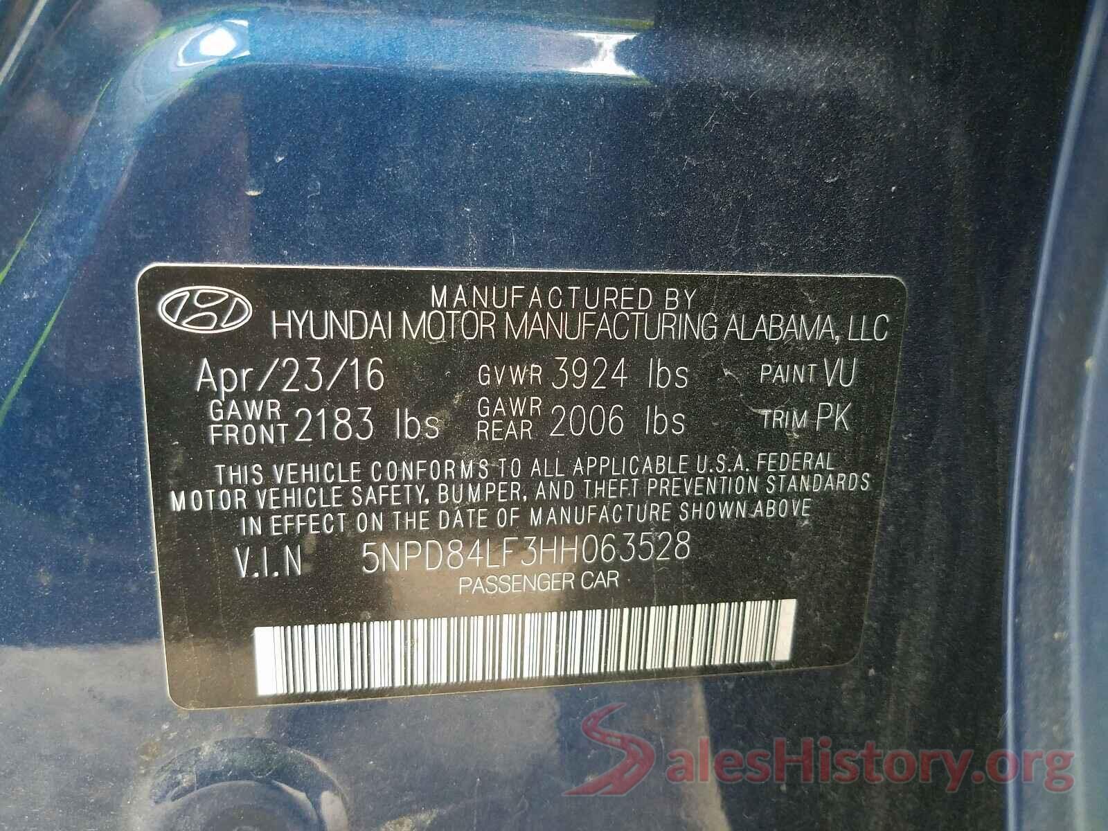 5NPD84LF3HH063528 2017 HYUNDAI ELANTRA