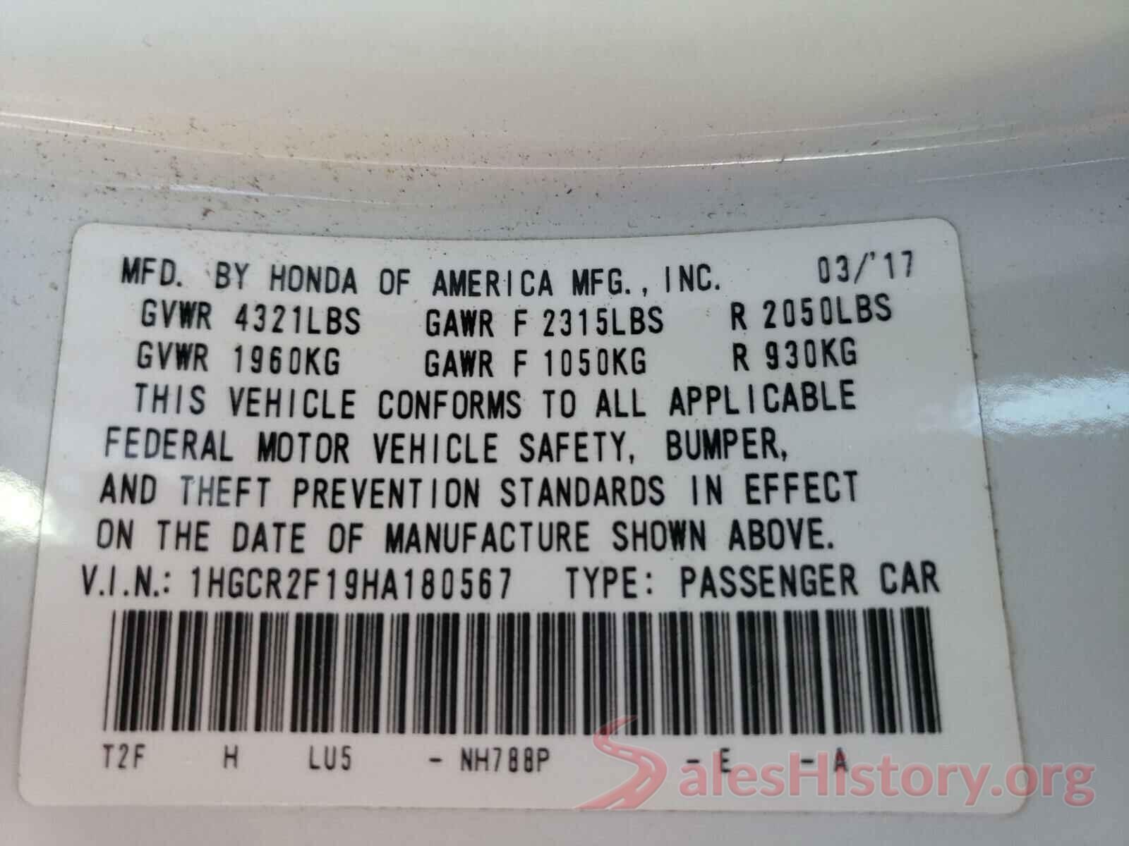 1HGCR2F19HA180567 2017 HONDA ACCORD