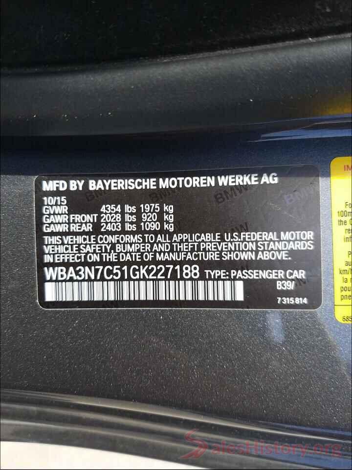 WBA3N7C51GK227188 2016 BMW 4 SERIES