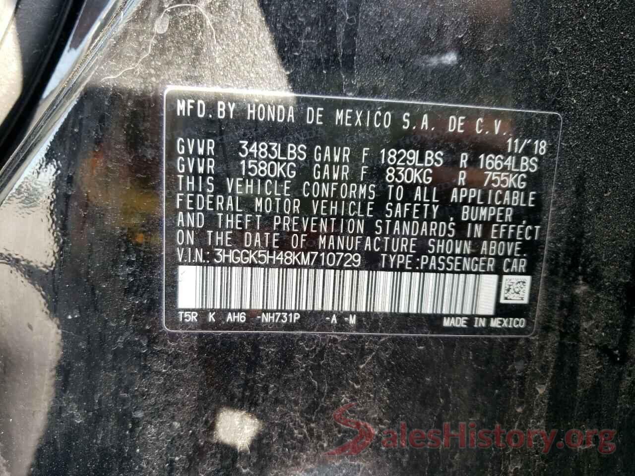 3HGGK5H48KM710729 2019 HONDA FIT