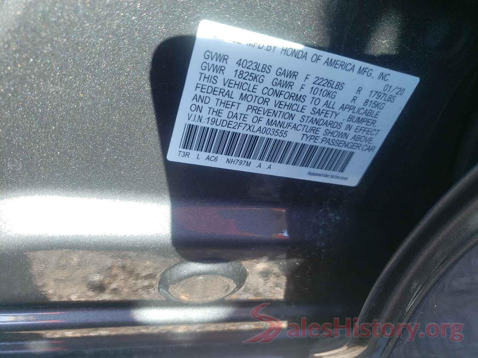 19UDE2F7XLA003555 2020 ACURA ILX