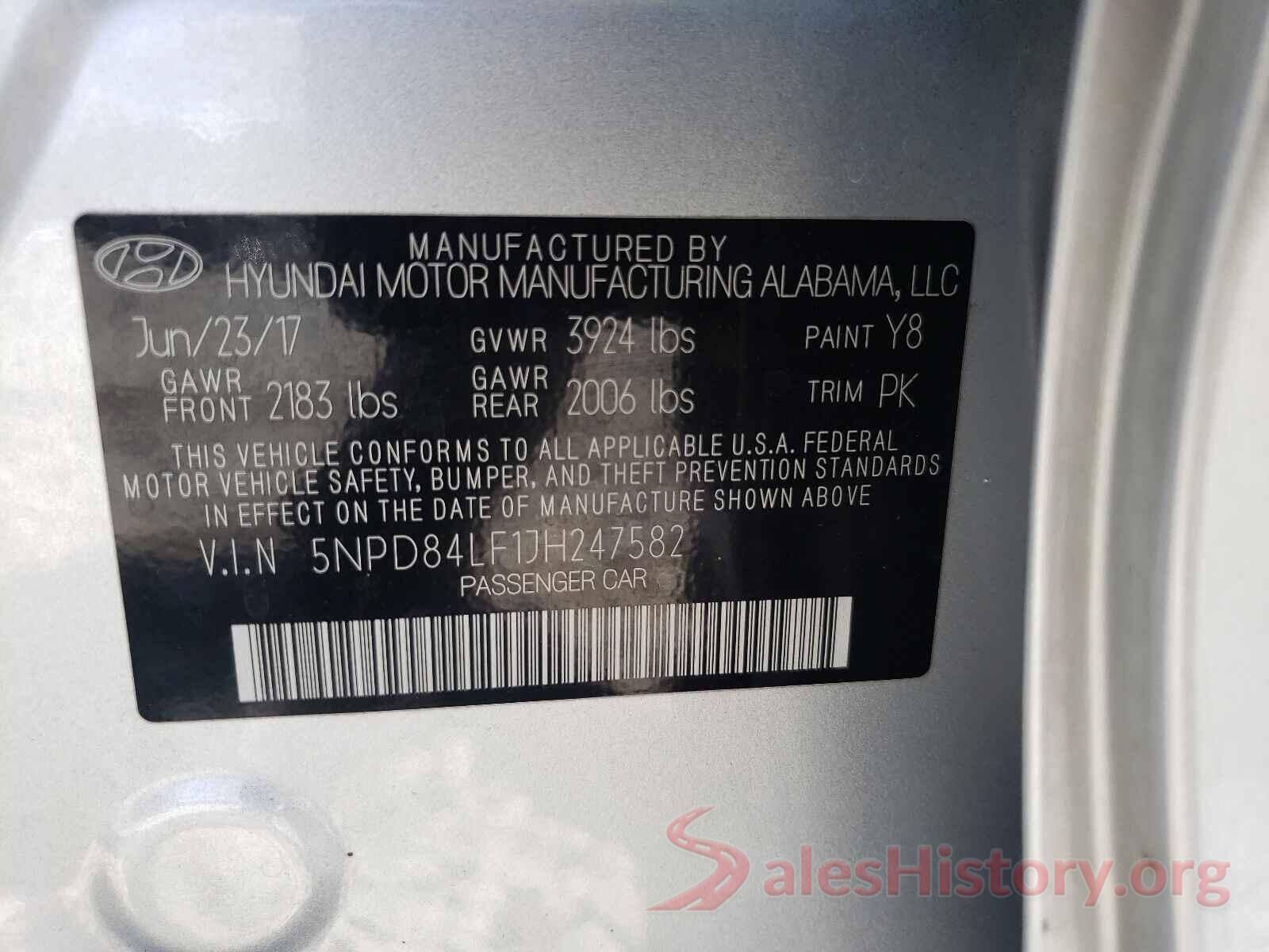 5NPD84LF1JH247582 2018 HYUNDAI ELANTRA