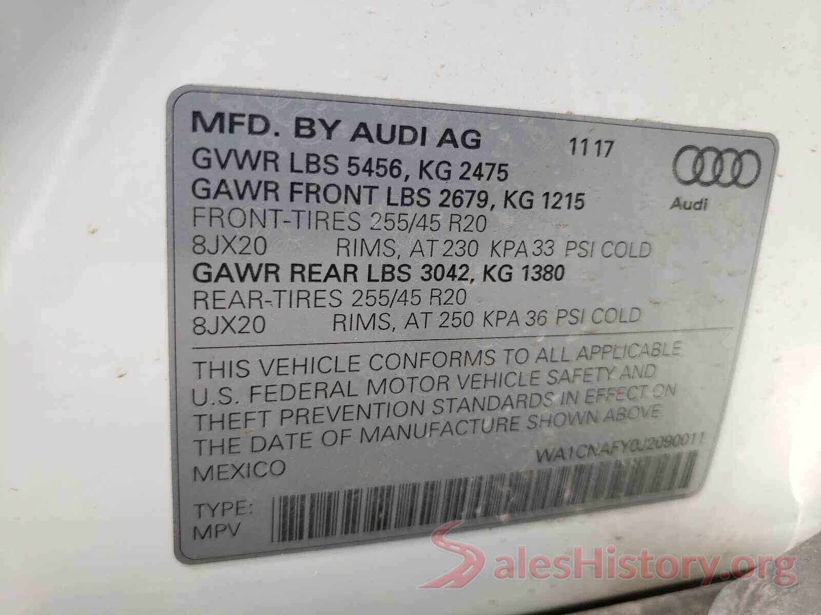 WA1CNAFY0J2090011 2018 AUDI Q5