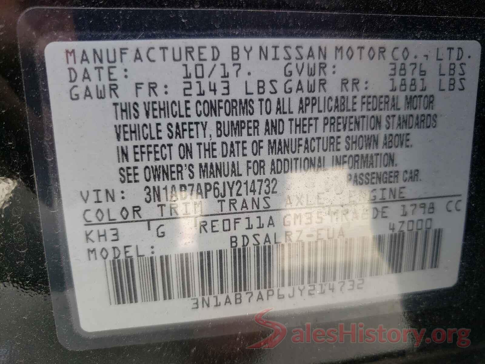 3N1AB7AP6JY214732 2018 NISSAN SENTRA