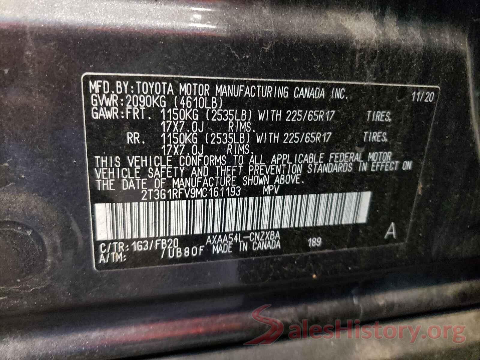 2T3G1RFV9MC161193 2021 TOYOTA RAV4