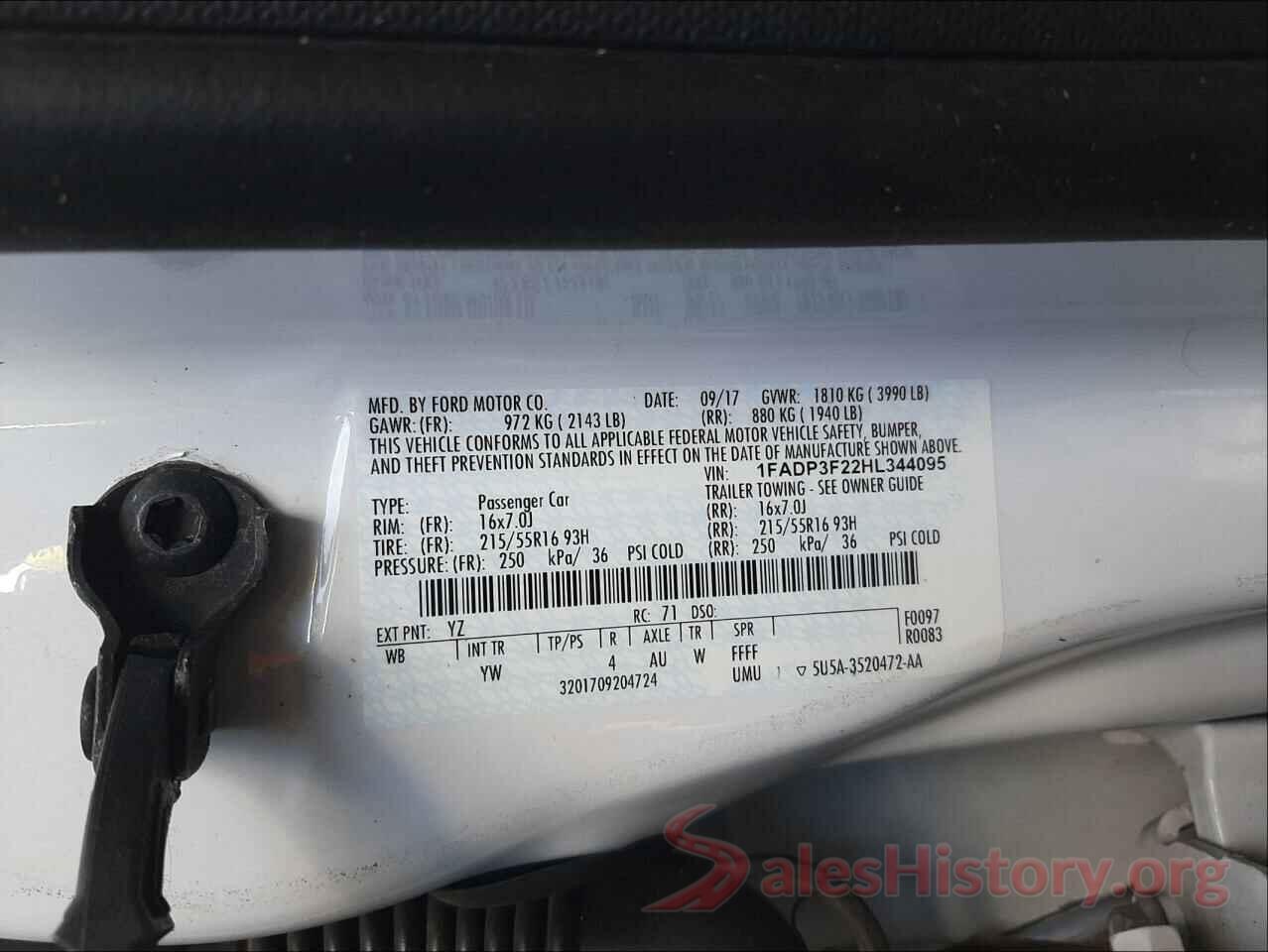 1FADP3F22HL344095 2017 FORD FOCUS