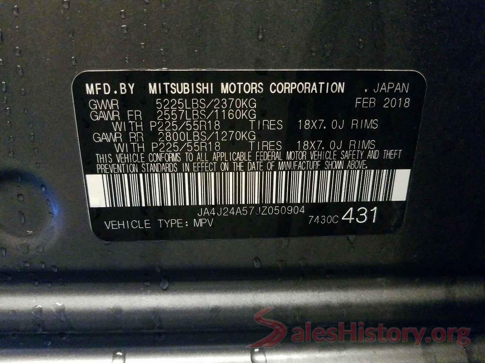 JA4J24A57JZ050904 2018 MITSUBISHI OUTLANDER