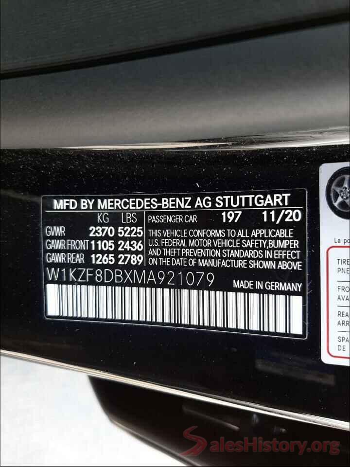 W1KZF8DBXMA921079 2021 MERCEDES-BENZ E-CLASS