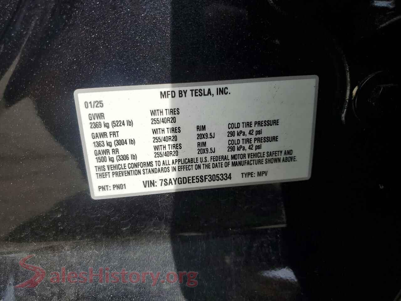 2025 TESLA MODEL Y VIN 7SAYGDEE5SF305334, trunk area