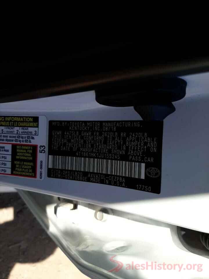 4T1B61HK1JU155245 2018 TOYOTA CAMRY