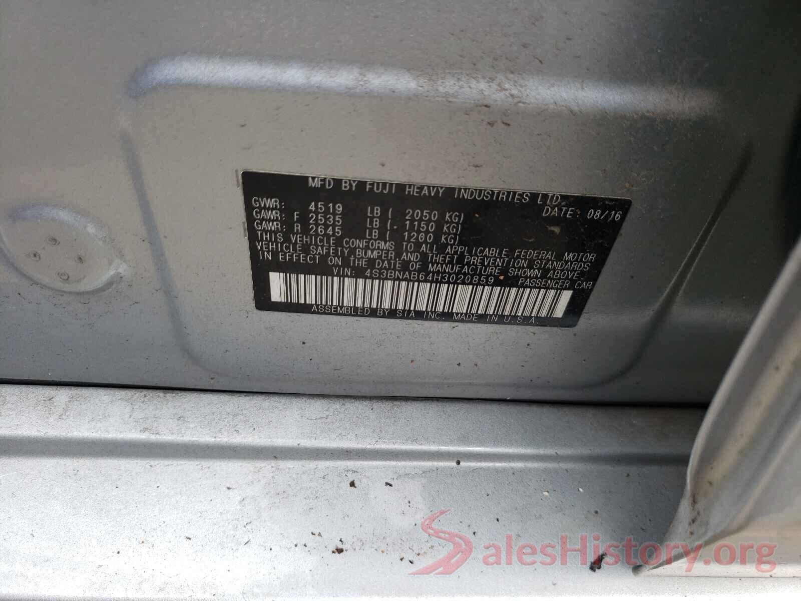 4S3BNAB64H3020859 2017 SUBARU LEGACY