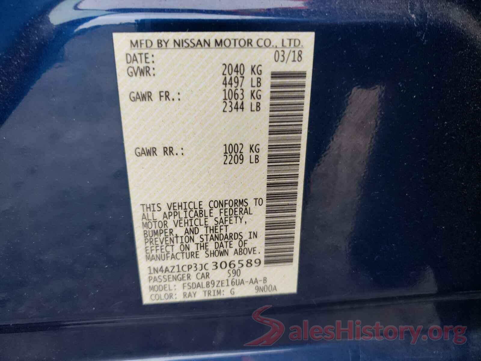 1N4AZ1CP3JC306589 2018 NISSAN LEAF