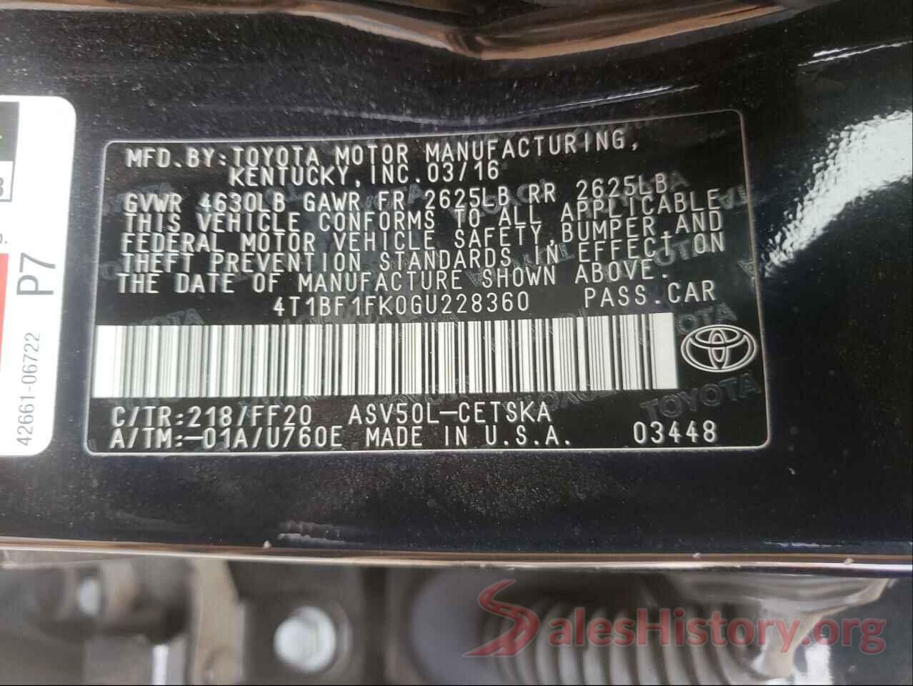 4T1BF1FK0GU228360 2016 TOYOTA CAMRY