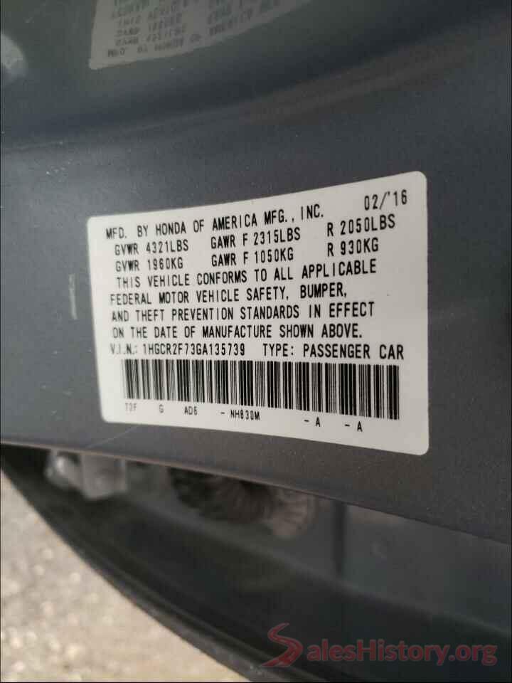 1HGCR2F73GA135739 2016 HONDA ACCORD