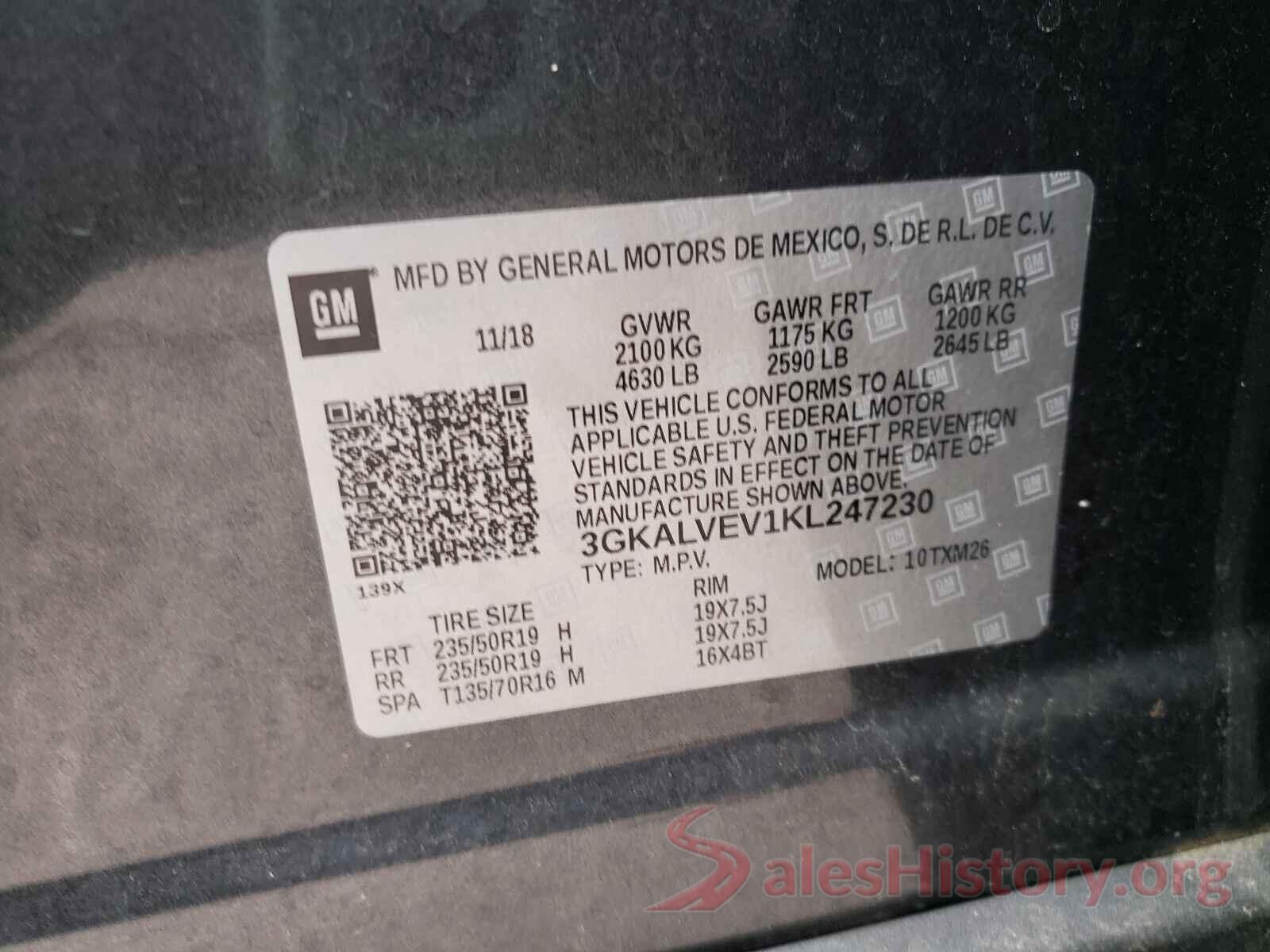 3GKALVEV1KL247230 2019 GMC TERRAIN