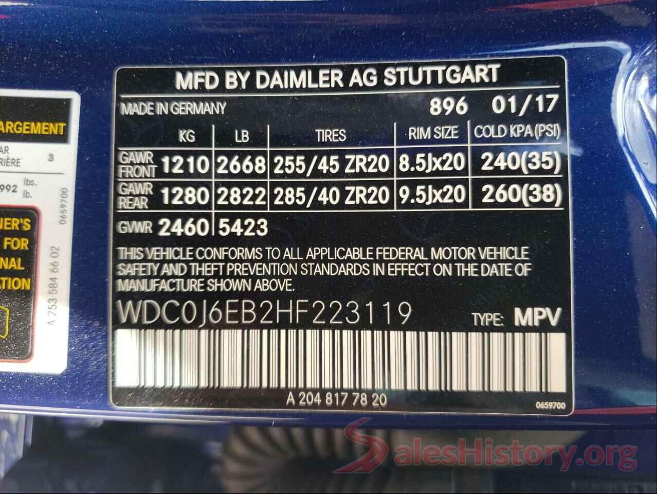 WDC0J6EB2HF223119 2017 MERCEDES-BENZ GLC-CLASS