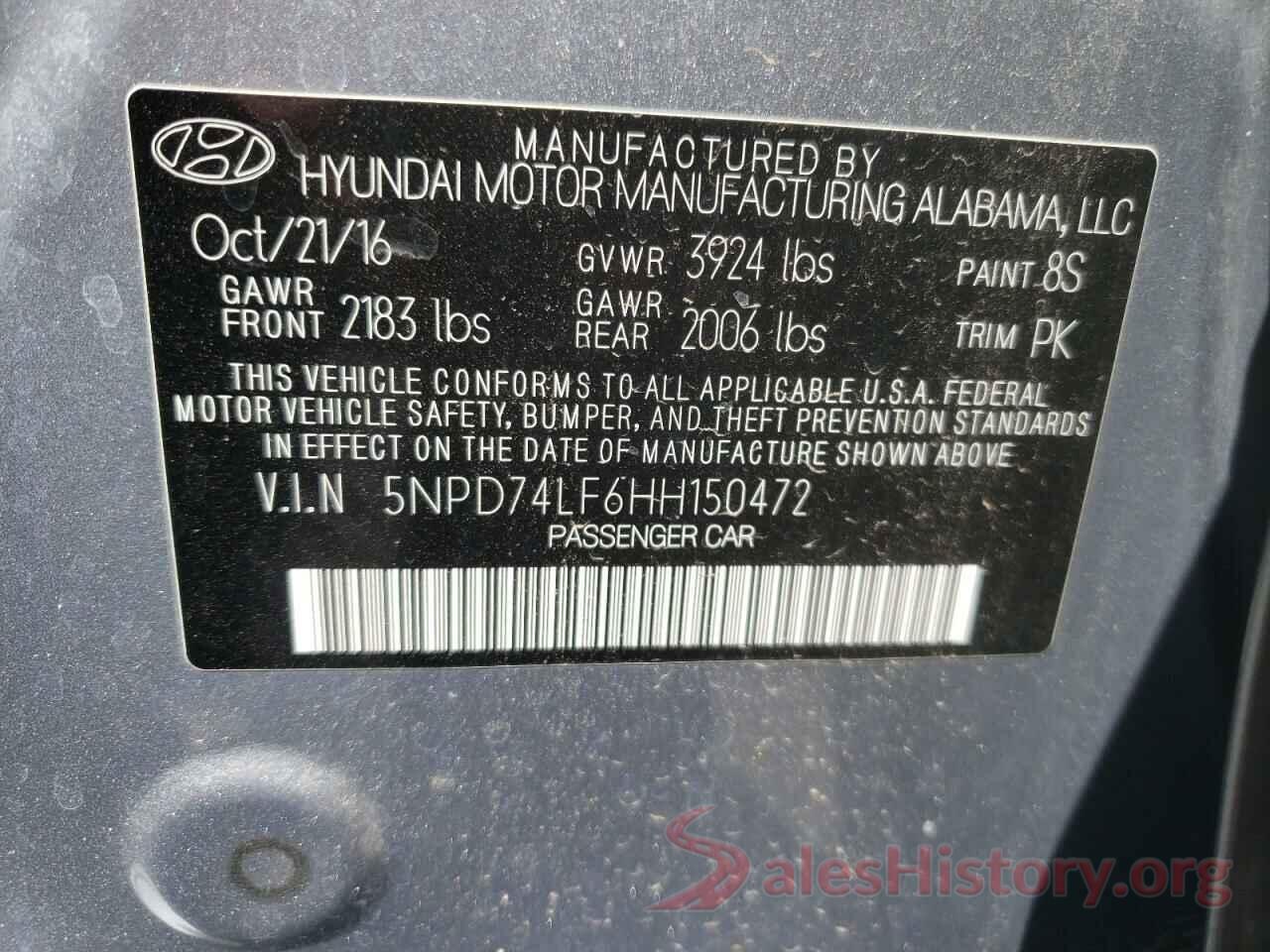 5NPD74LF6HH150472 2017 HYUNDAI ELANTRA