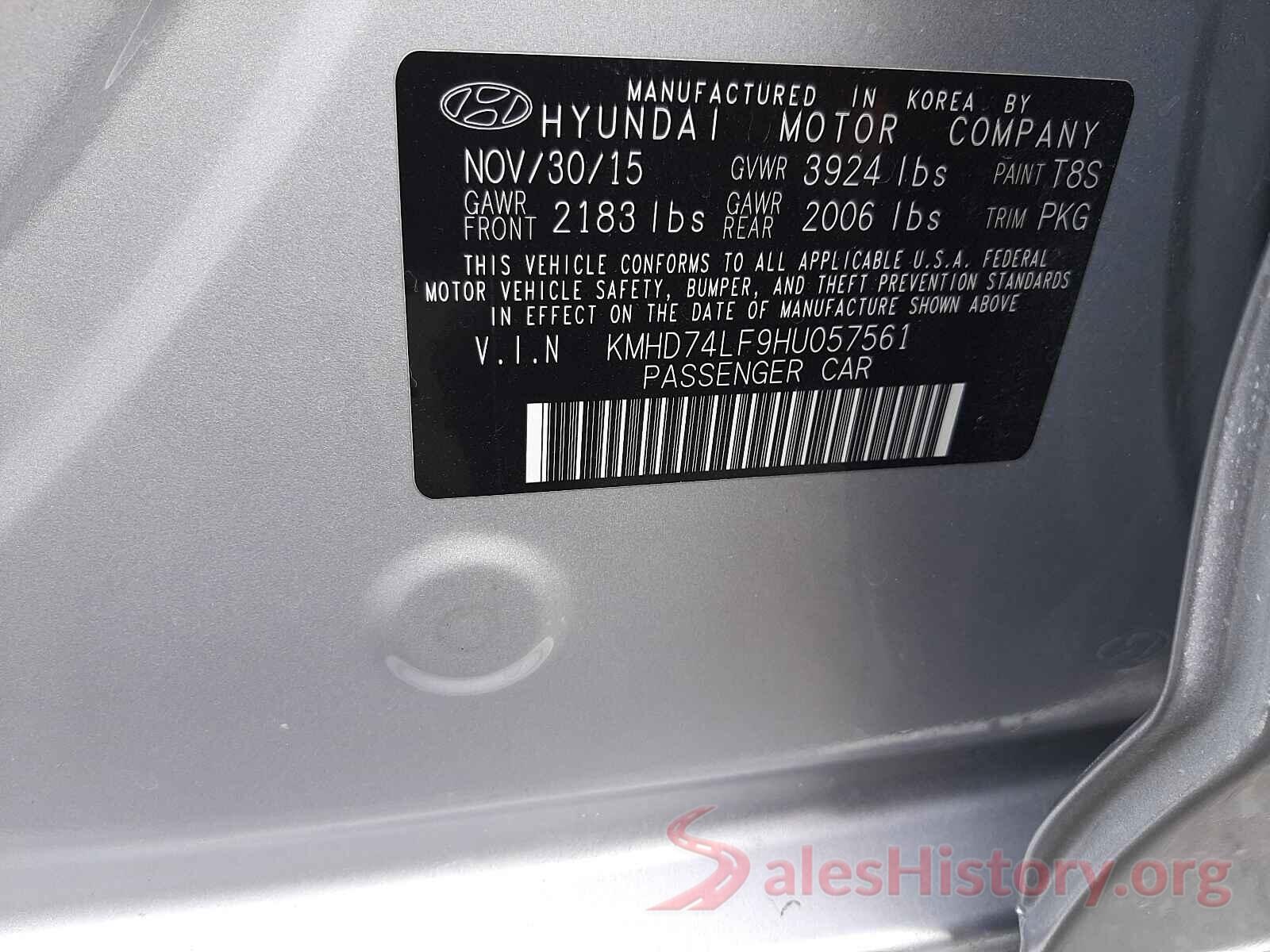 KMHD74LF9HU057561 2017 HYUNDAI ELANTRA