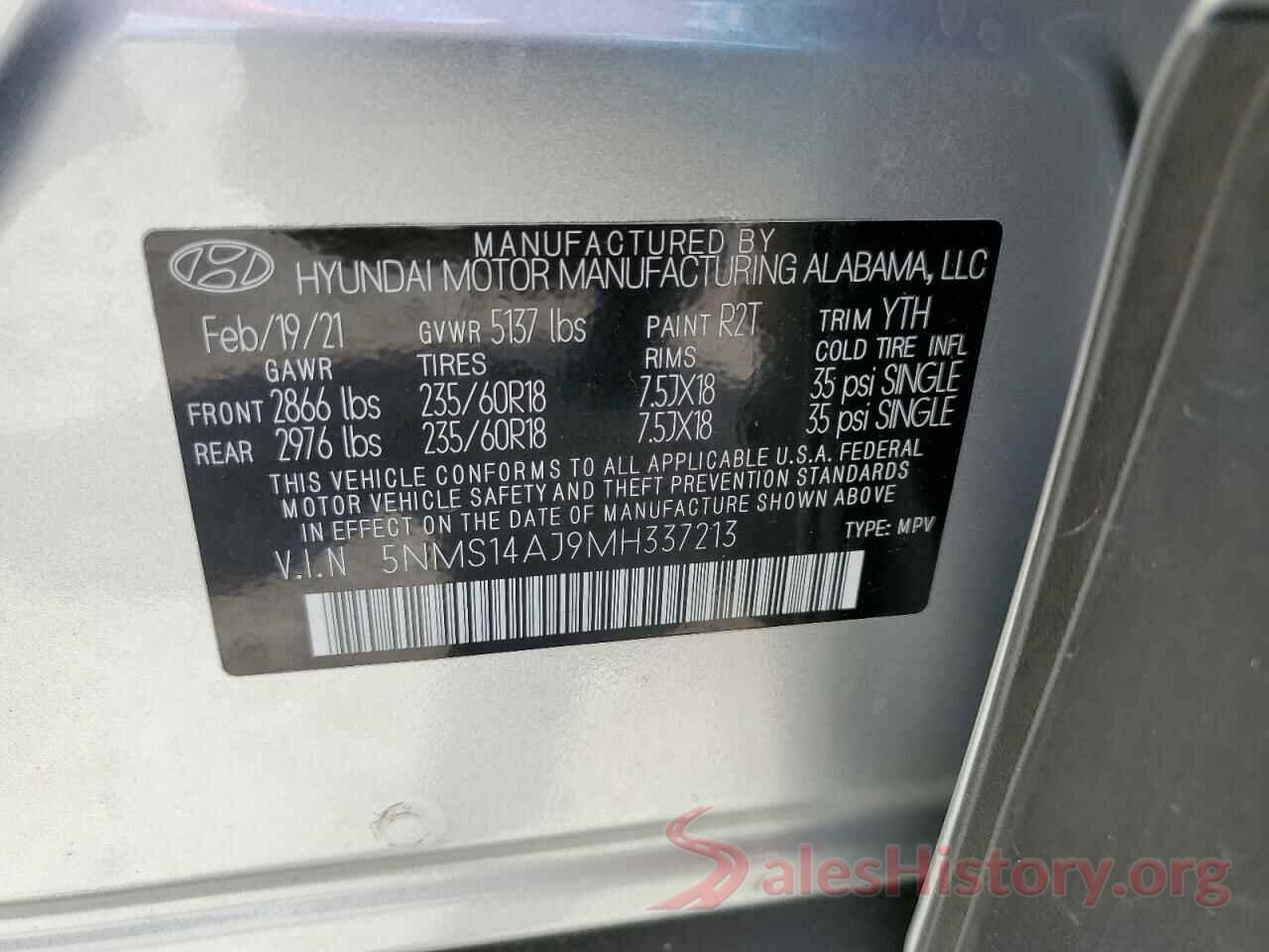 5NMS14AJ9MH337213 2021 HYUNDAI SANTA FE