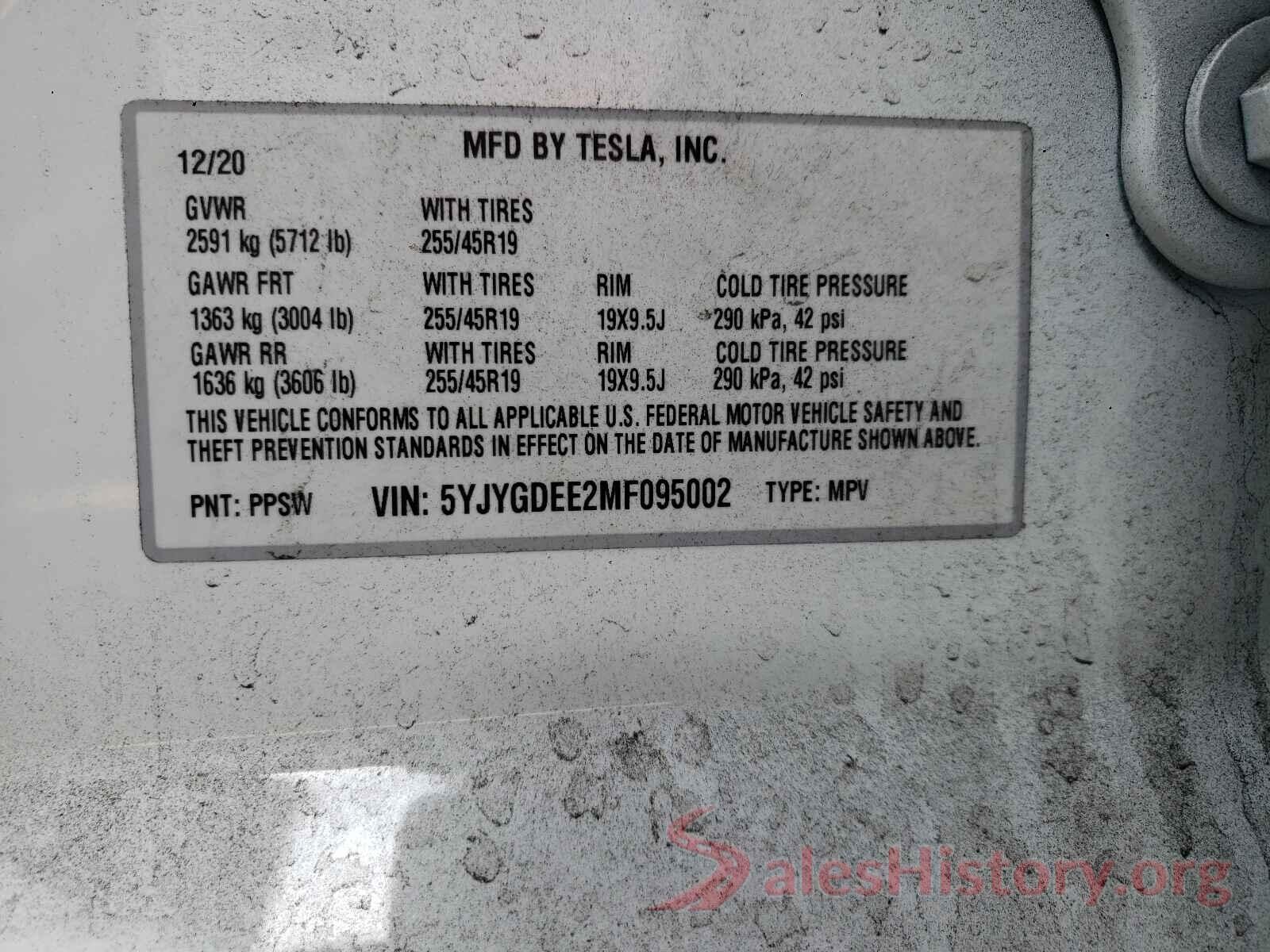 5YJYGDEE2MF095002 2021 TESLA MODEL Y