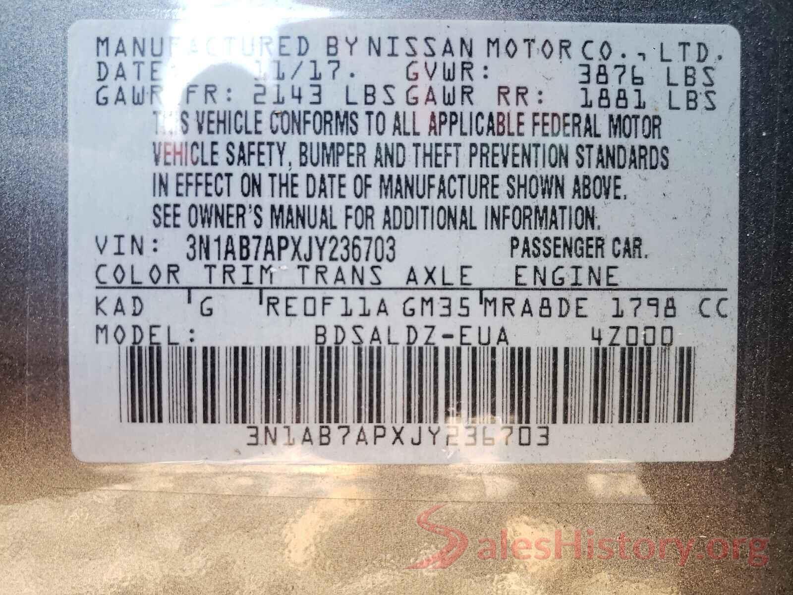 3N1AB7APXJY236703 2018 NISSAN SENTRA