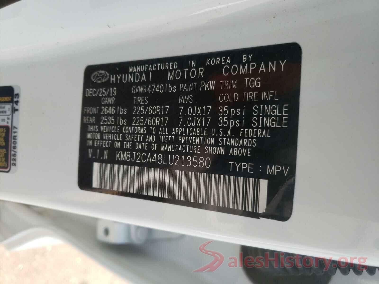 KM8J2CA48LU213580 2020 HYUNDAI TUCSON