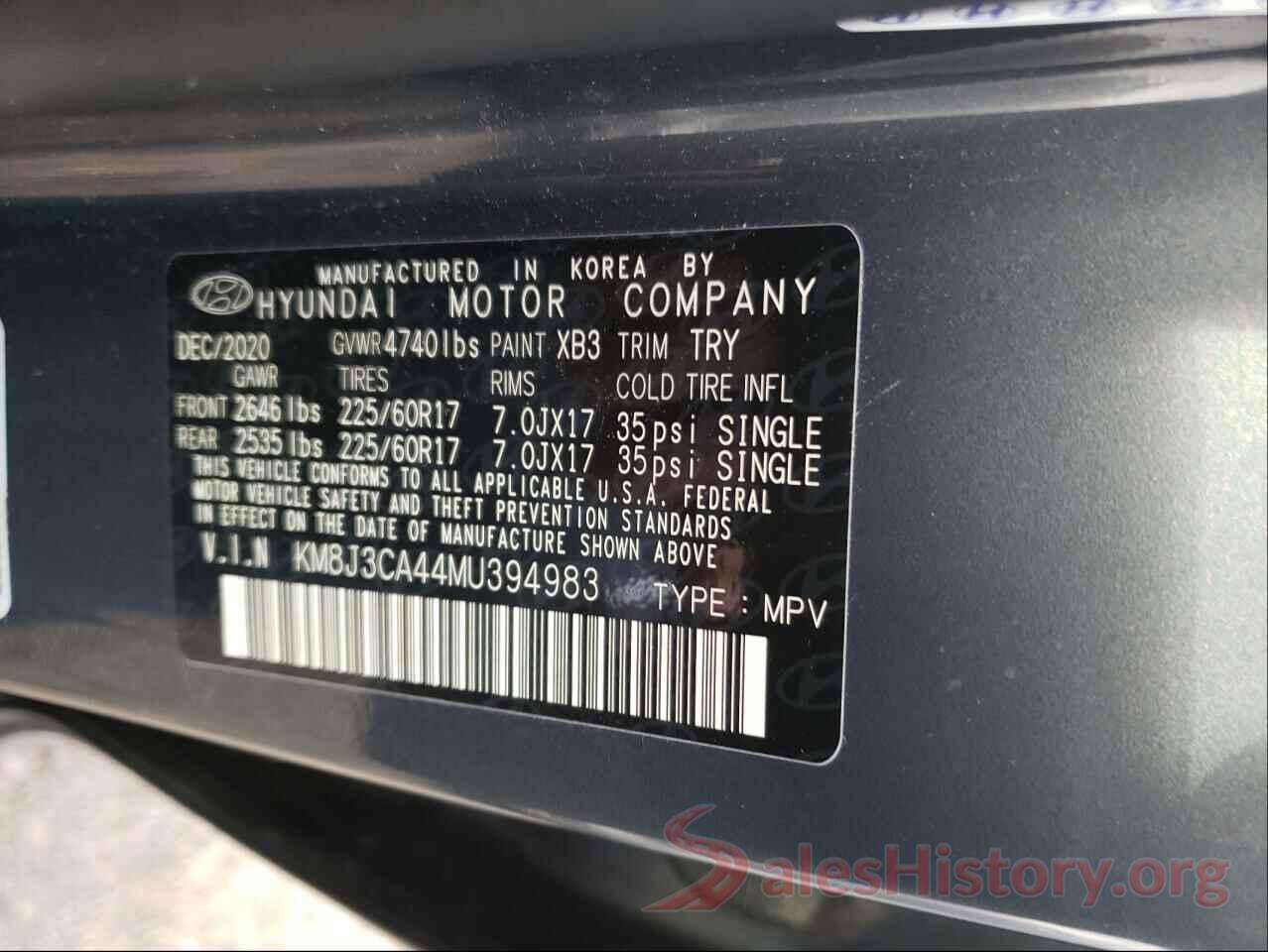 KM8J3CA44MU394983 2021 HYUNDAI TUCSON