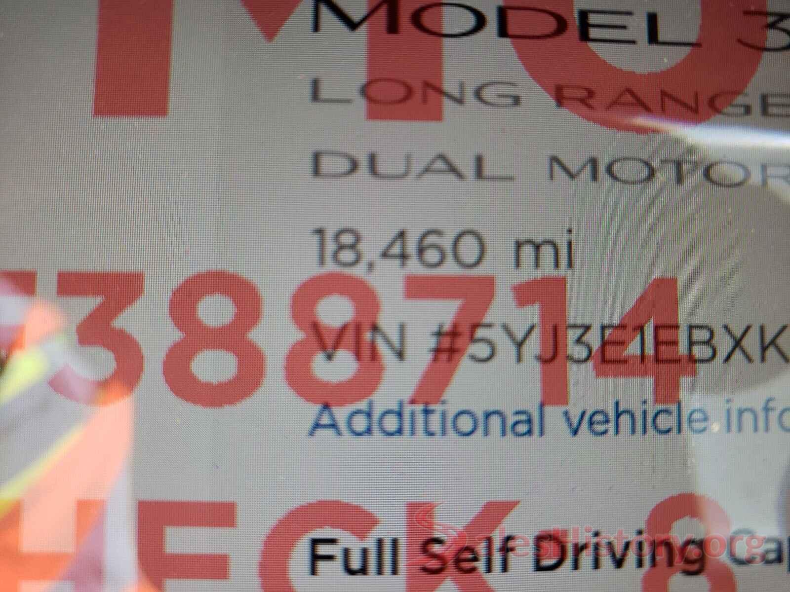 5YJ3E1EBXKF388714 2019 TESLA MODEL 3