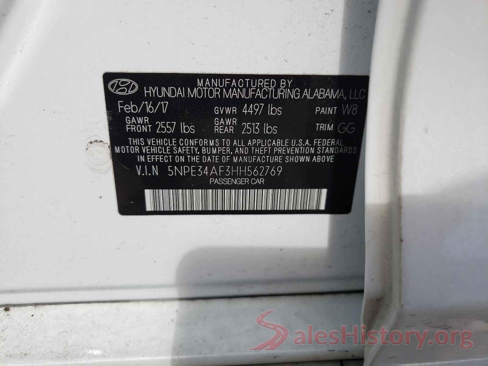 5NPE34AF3HH562769 2017 HYUNDAI SONATA