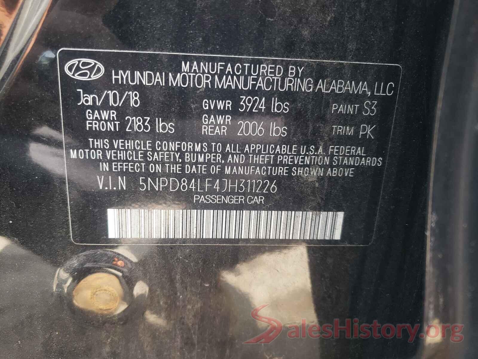 5NPD84LF4JH311226 2018 HYUNDAI ELANTRA