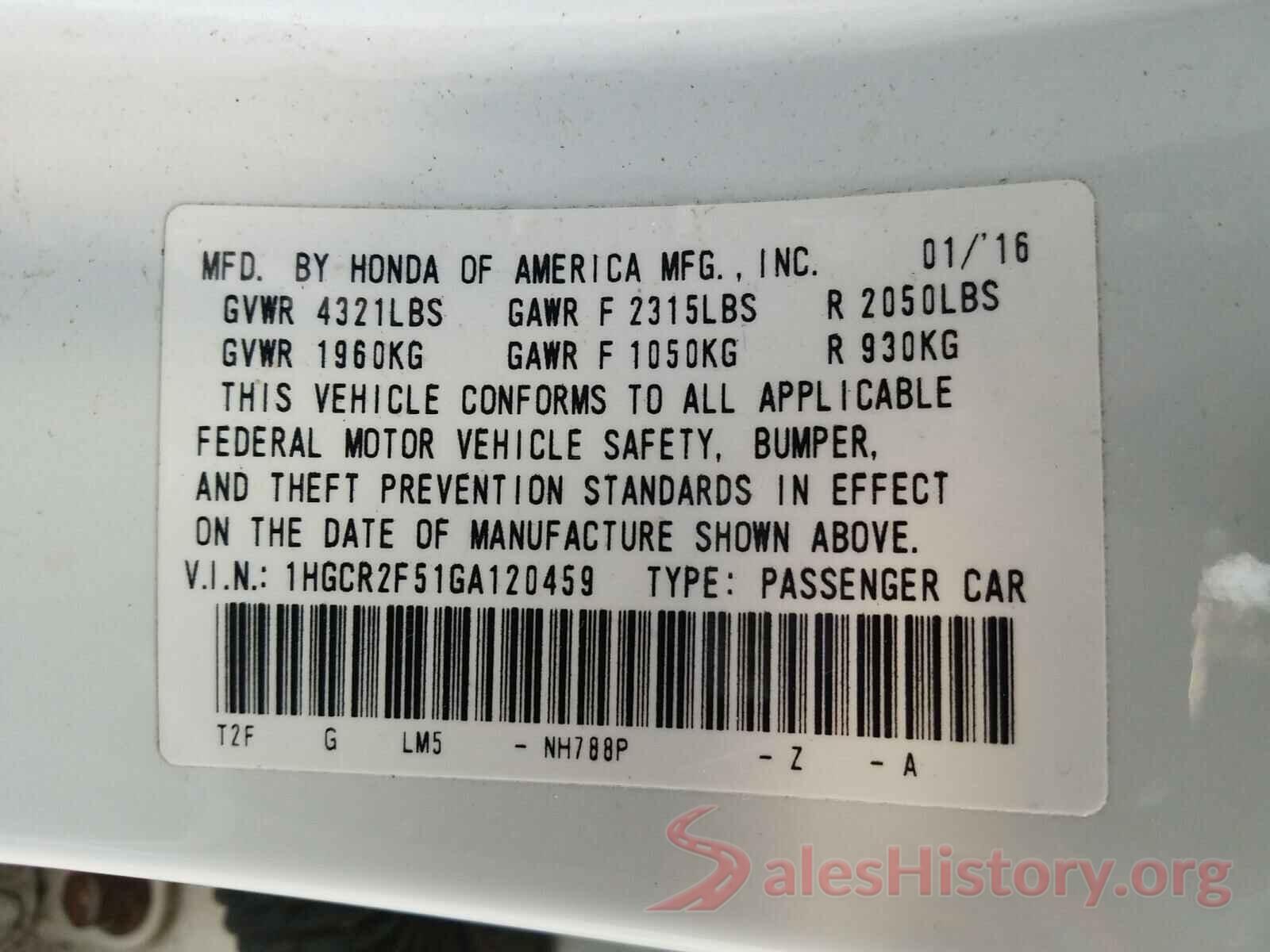 1HGCR2F51GA120459 2016 HONDA ACCORD