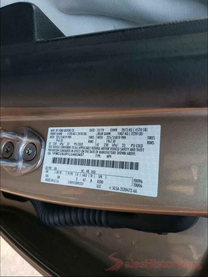 1FMCU9J91LUA63457 2020 FORD ESCAPE