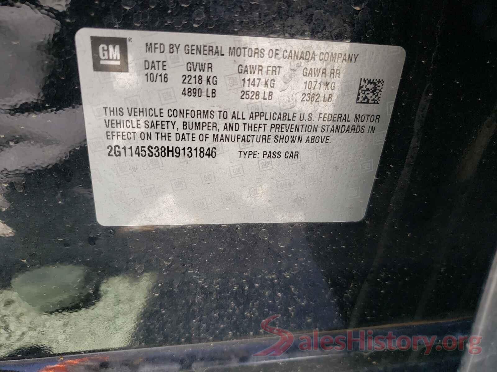 2G1145S38H9131846 2017 CHEVROLET IMPALA