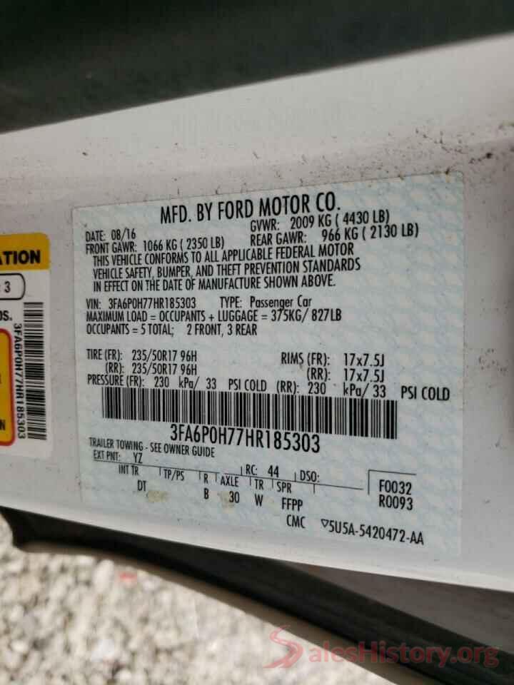 3FA6P0H77HR185303 2017 FORD FUSION