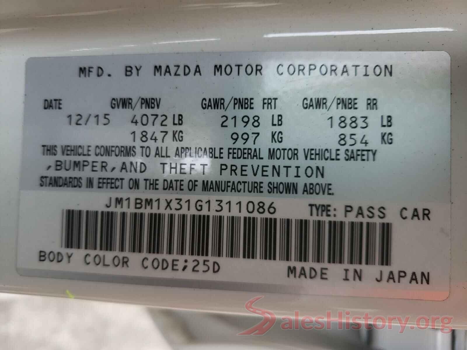 JM1BM1X31G1311086 2016 MAZDA 3