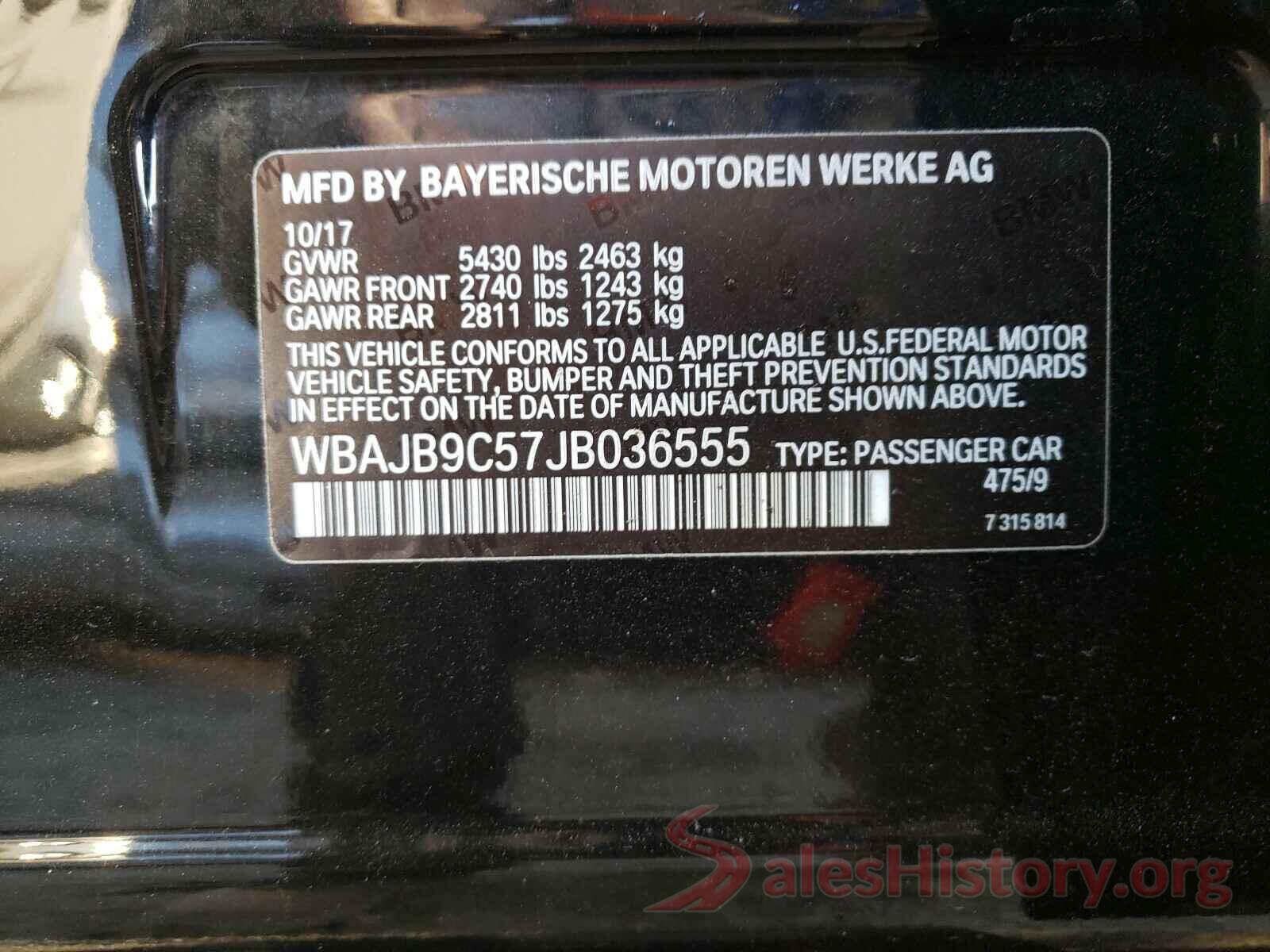 WBAJB9C57JB036555 2018 BMW M5