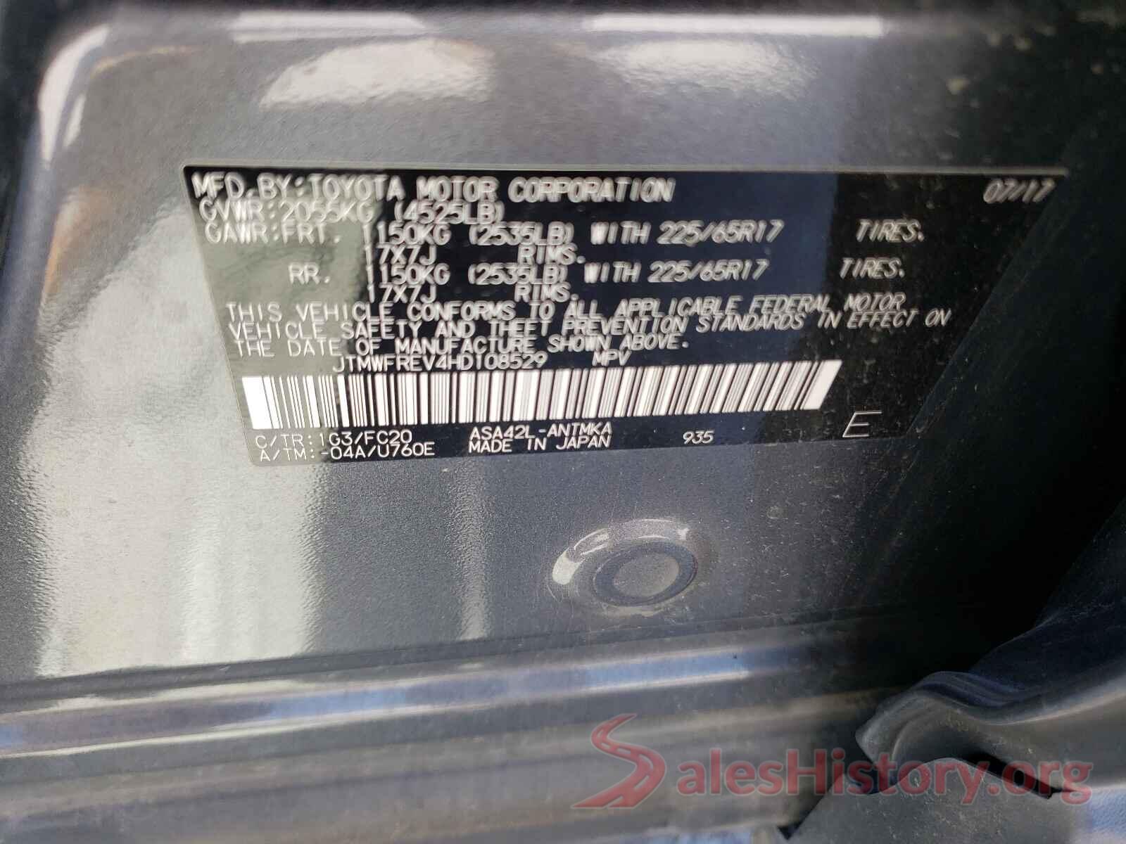 JTMWFREV4HD108529 2017 TOYOTA RAV4