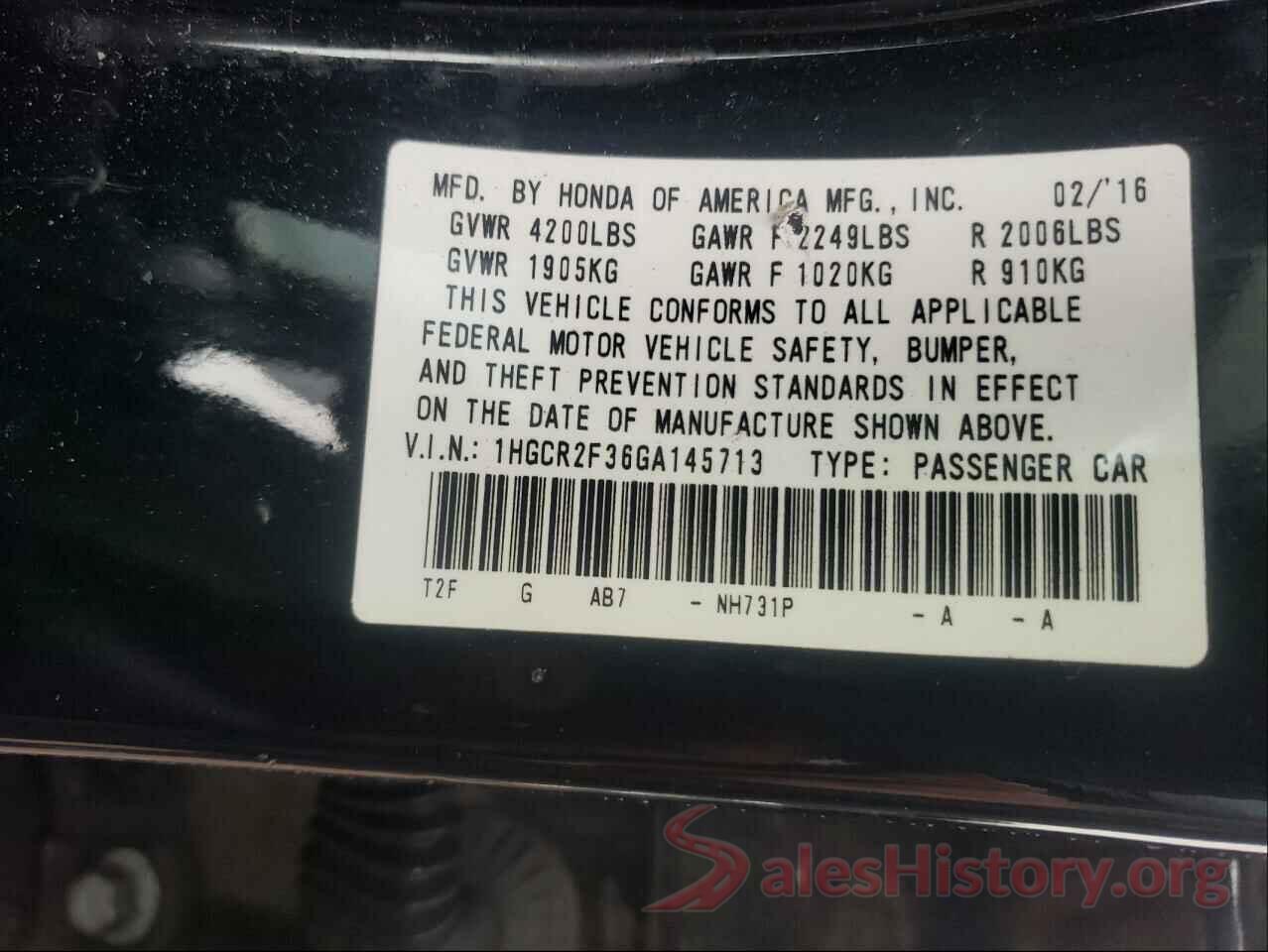 1HGCR2F36GA145713 2016 HONDA ACCORD